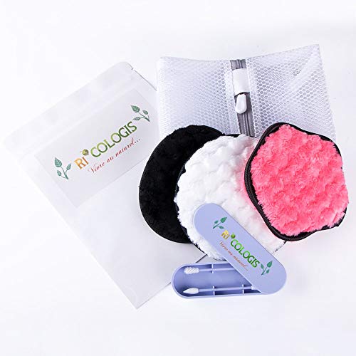 Almohadillas desmaquillantes lavables + bastoncillos reutilizables de algodón. Ideal como regalo para mujer para tus viajes. Accesorio de baño para maquillaje económico y ecológico.