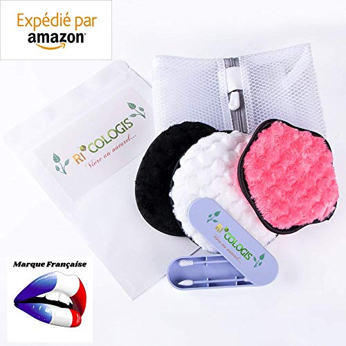 Almohadillas desmaquillantes lavables + bastoncillos reutilizables de algodón. Ideal como regalo para mujer para tus viajes. Accesorio de baño para maquillaje económico y ecológico.