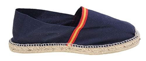 Alpargata Piso Yute y Tejido Lona Bandera ESPAÑA Made IN Spain Cosido A Mano (Marino, Numeric_44)