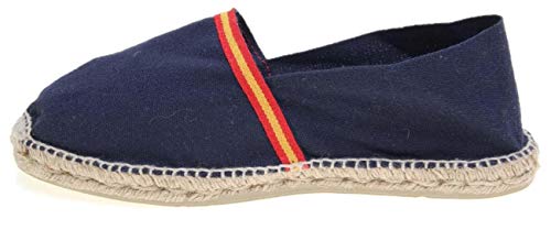Alpargata Piso Yute y Tejido Lona Bandera ESPAÑA Made IN Spain Cosido A Mano (Marino, Numeric_44)