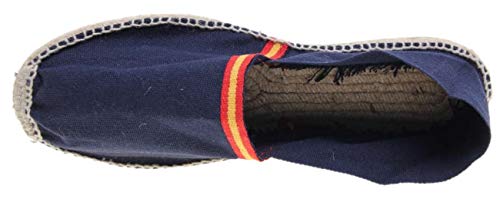 Alpargata Piso Yute y Tejido Lona Bandera ESPAÑA Made IN Spain Cosido A Mano (Marino, Numeric_44)