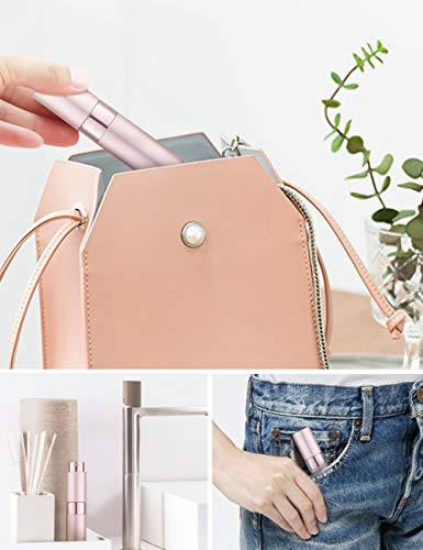 Aluminio 8ml Atomizador Perfume Recargable, Perfumador Dispensador, Botellas de Viaje, Spray Pulverizador Pequeño para Colonia (Rosa Mate)