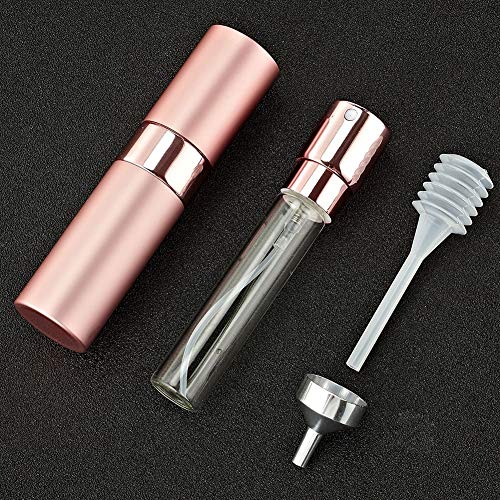 Aluminio 8ml Atomizador Perfume Recargable, Perfumador Dispensador, Botellas de Viaje, Spray Pulverizador Pequeño para Colonia (Rosa Mate)