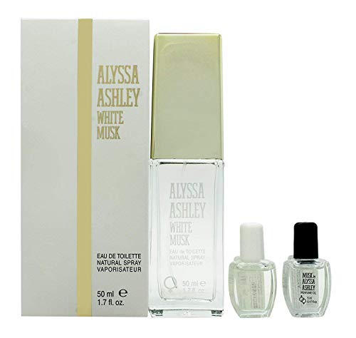 Alyssa Ashley White Musk Edt Spray, 50 ml más aceites, 5 ml, 2 unidades