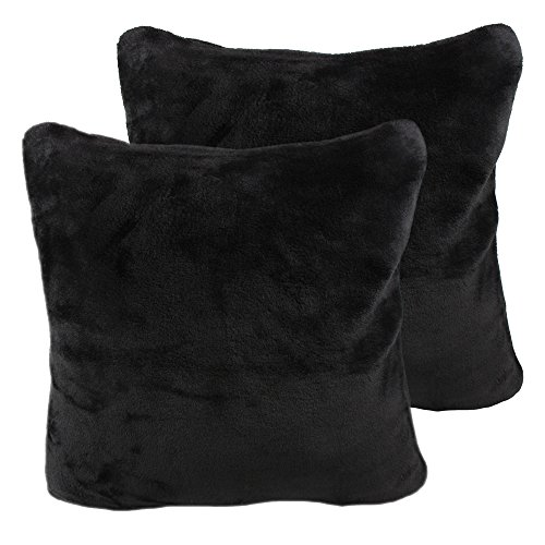 Amago Funda de Cojín, Set de 2, Sensación de Cachemira, 50 x 50 cm, Negro, 40133-94-A2