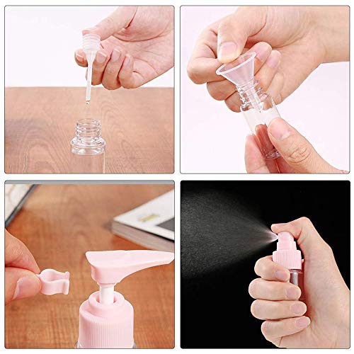 Amaoma Botes Viaje Avión Kit Viaje Avión Neceser Botellas de Viaje Transparente Kit Aseo de Viaje para Avión para Champú Crema Gel Líquido Contenedor Libre de BPA & TSA Aprobado 9 Piezas Rosa