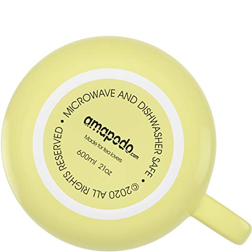 Amapodo - Taza de café grande de porcelana con asa, 650 ml, XXL, para oficina, café, amarillo, regalos para mujeres y hombres