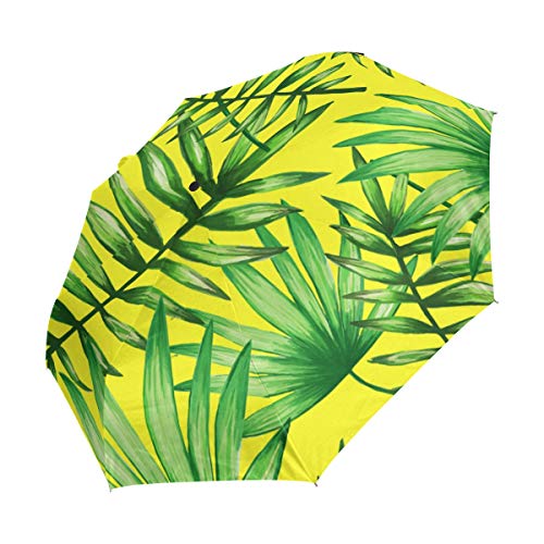 Amarillo Palm Umbrella Mujeres Chica Hombres Automático Abierto Cerrar Pequeños Totes Lluvia Domingo Señoras 3 Plegable