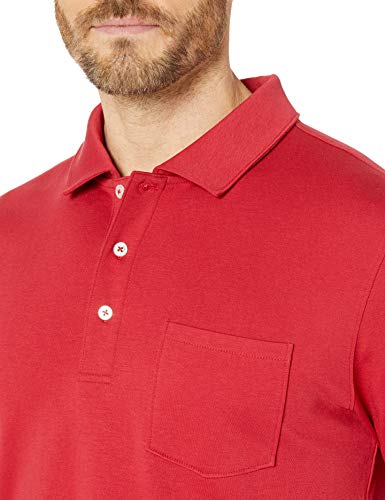 Amazon Essentials - Polo de manga corta ajustado y con bolsillo para hombre, Rojo, US S (EU S)