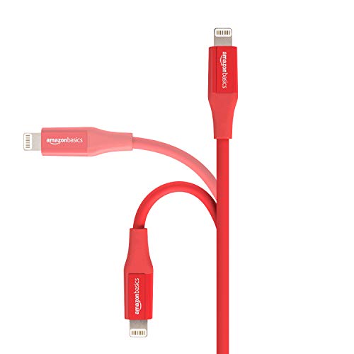 AmazonBasics - Cable de conector Lightning a USB A para iPhone y iPad - 1,8 m - 1 unidad, Rojo