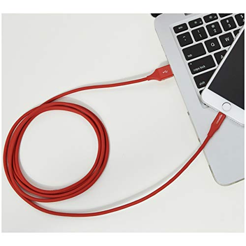 AmazonBasics - Cable de conector Lightning a USB A para iPhone y iPad - 1,8 m - 1 unidad, Rojo