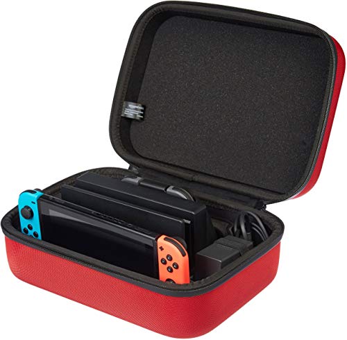 AmazonBasics - Funda de viaje y almacenamiento de juegos, para Nintendo Switch - Rojo