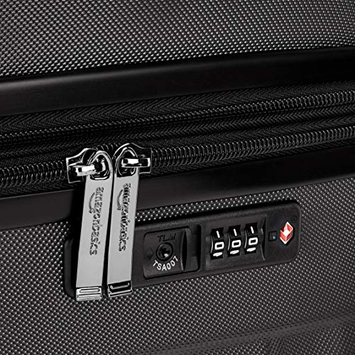 AmazonBasics - Juego de 3 maletas rígidas giratorias prémium (55 cm, 68 cm, 78 cm), negra