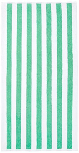 AmazonBasics - Toalla de playa, de rayas Cabana, color verde, pack de 1