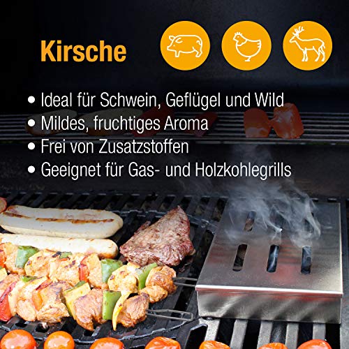 Amazy Astillas para ahumar (Set de 4) – Virutas para ahumar aromáticas en los 4 sabores tradiconales – Nogal, Haya, Manzana y Cerezo – Sabor de Ahumado Ideal para Asar, barbacoas o Fumar | 4 x 1000g