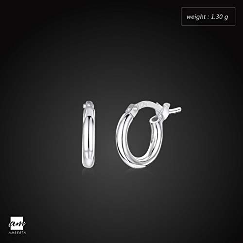 Amberta® 925 Plata De Ley Pendiente De Aro Fino Con Cierre De Bisagra – Pendientes De Aro Tipo Criolla – Diámetro: 7 10 15 20 25 35 45 55 mm (7mm)