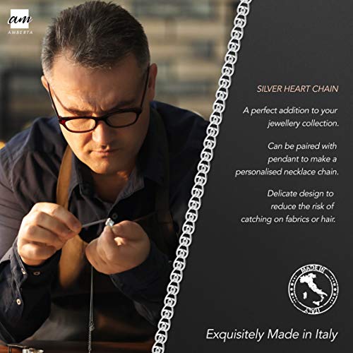 Amberta® Joyería - Collar - Fina Plata De Ley 925 - Cadena de Corazón - 2.3 mm - 40 45 50 55 60 cm (60cm)