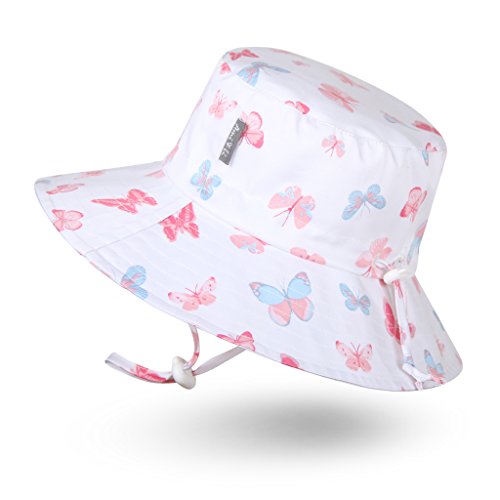 Ami & Li tots Niña Sombrero de Sol Bob Ajustable para Bebé Niña Niño Infantil Niños Pequeños Sombrero Protección Solar UPF 50 Unisexo-S:Mariposas Pastel