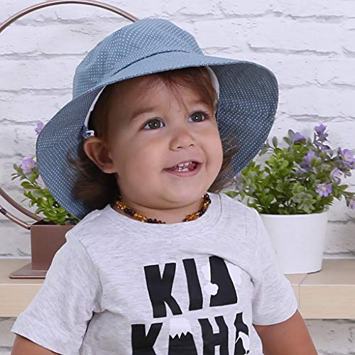 Ami & Li tots Niño Sombrero de Sol Bob Ajustable para Bebé Niña Niño Infantil Niños Pequeños Sombrero Protección Solar UPF 50 Unisexo-S:Lunares Azul grisáceo