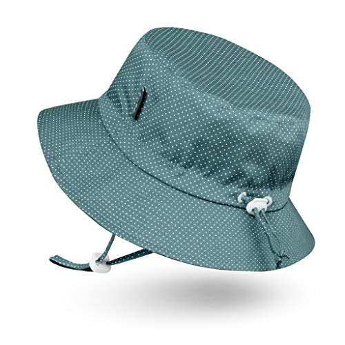 Ami & Li tots Niño Sombrero de Sol Bob Ajustable para Bebé Niña Niño Infantil Niños Pequeños Sombrero Protección Solar UPF 50 Unisexo-S:Lunares Azul grisáceo