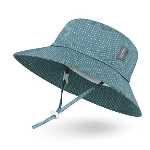 Ami & Li tots Niño Sombrero de Sol Bob Ajustable para Bebé Niña Niño Infantil Niños Pequeños Sombrero Protección Solar UPF 50 Unisexo-S:Lunares Azul grisáceo