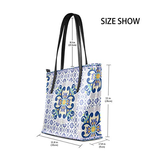 AMONKA Talavera - Bolso de piel para mujer y niña, diseño geométrico, color morado