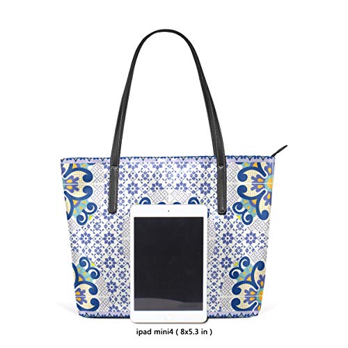 AMONKA Talavera - Bolso de piel para mujer y niña, diseño geométrico, color morado