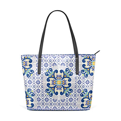 AMONKA Talavera - Bolso de piel para mujer y niña, diseño geométrico, color morado