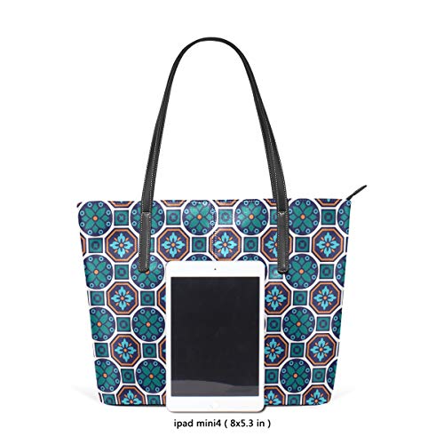 AMONKA Talavera - Bolso de piel para mujer y niña, diseño geométrico, color verde oscuro