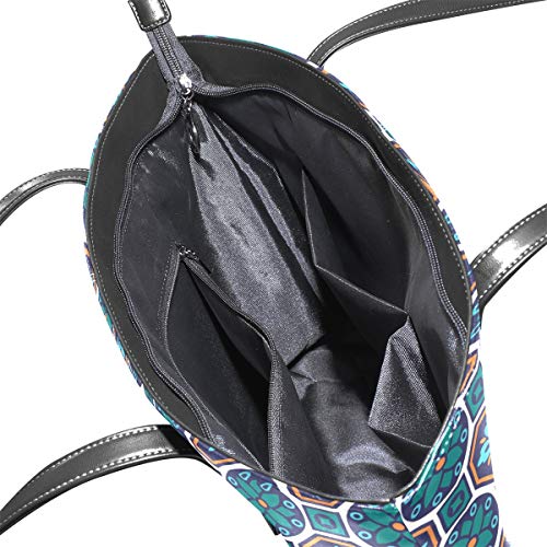 AMONKA Talavera - Bolso de piel para mujer y niña, diseño geométrico, color verde oscuro