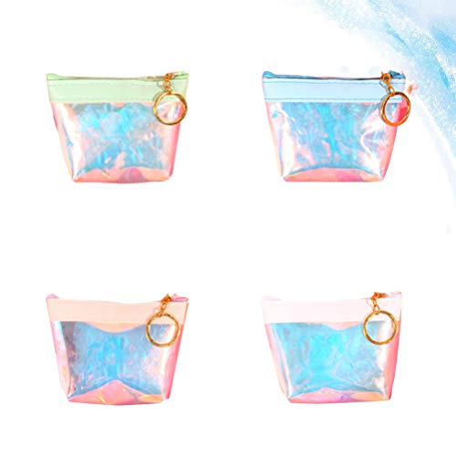 Amosfun 4 Piezas Bolsa cosmética Transparente Bolsa de Monedas de gelatina Bolso de Mano portátil para Mujer