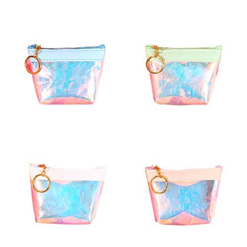 Amosfun 4 Piezas Bolsa cosmética Transparente Bolsa de Monedas de gelatina Bolso de Mano portátil para Mujer