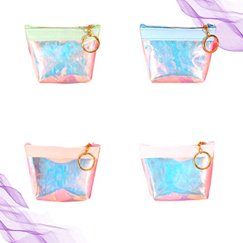Amosfun 4 Piezas Bolsa cosmética Transparente Bolsa de Monedas de gelatina Bolso de Mano portátil para Mujer