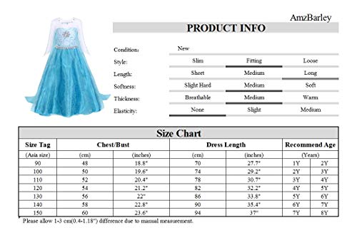 AmzBarley Disfraz Niña Princesa,Vestido Niña Traje para Boda Baile Fiesta Navidad Ceremonia Comunion Bautizo Halloween Carnaval Cosplay Cumpleaños Manga Larga con Capa Azul 01,3-4 Años