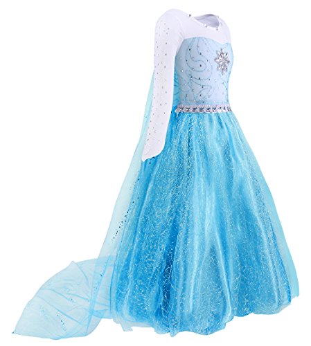 AmzBarley Disfraz Niña Princesa,Vestido Niña Traje para Boda Baile Fiesta Navidad Ceremonia Comunion Bautizo Halloween Carnaval Cosplay Cumpleaños Manga Larga con Capa Azul 01,3-4 Años