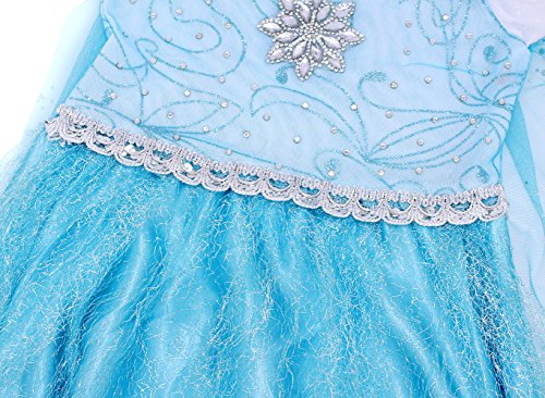 AmzBarley Disfraz Niña Princesa,Vestido Niña Traje para Boda Baile Fiesta Navidad Ceremonia Comunion Bautizo Halloween Carnaval Cosplay Cumpleaños Manga Larga con Capa Azul 01,3-4 Años