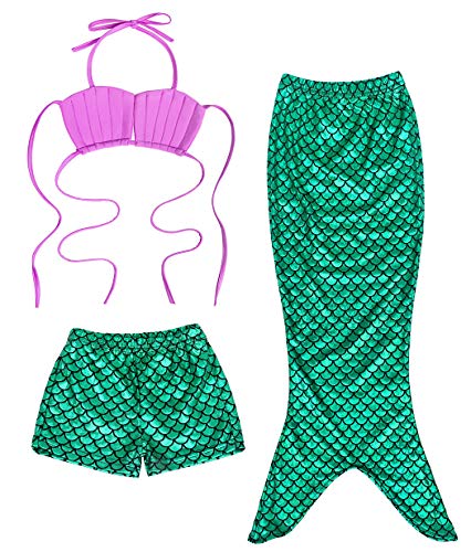 AmzBarley Sirena Bañador Niña Sirenita Traje Baño Pincesa Disfraz Niña 3 Piezas Verano Playa Nadar Natación Conjunto Cosplay 2-3 Años