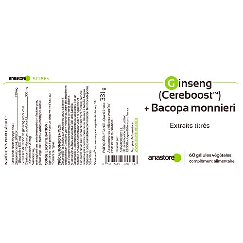 Anastore Ginseng Cereboost y Bacopa Monnieri 423 mg - 60 Cápsulas