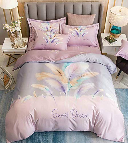 ANAZOZ Set Cama 4 Piezas,Fundas Cama Nordico Rosa Gris Sweet Dream Plumas(Cama 180 Edredón 200x230cm Sábana 245x250cm Almohadas 48x74cm x 2)
