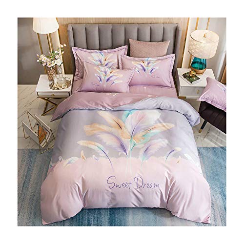ANAZOZ Set Cama 4 Piezas,Fundas Cama Nordico Rosa Gris Sweet Dream Plumas(Cama 180 Edredón 200x230cm Sábana 245x250cm Almohadas 48x74cm x 2)