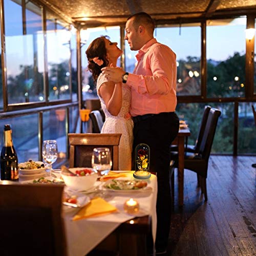 ANBET Hoja de Oro 24K Rosa en Cubierta de Vidrio, Bella y la Bestia Rose en Glass Dome Rosa eterna LED Light para el Regalo de Bodas de Aniversario de San Valentín