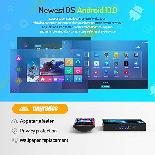 Android TV Box, T95 Android 10.0 TV Box 4GB RAM / 32GB ROM H616 Quad Core 64 bits, Soporta 2.4G + 5G Dual WiFi BT5.0 6K 3D H.265 Smart TV Boxes con Mini Teclado inalámbrico retroiluminado