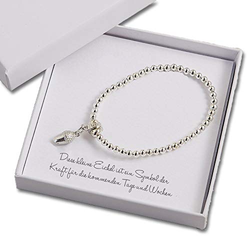 Angel & Dove - Pulsera de bellota, diseño de lengua alemana, con caja de regalo, bolsa y tarjeta