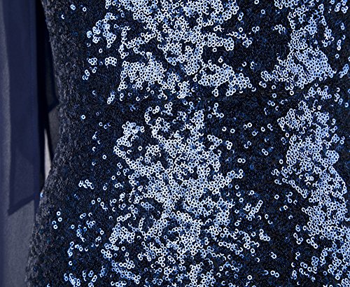 Angel-fashions - Vestido largo de fiesta de graduación de lentejuelas asimétricas con lazo degradado para mujer - Multi - Small