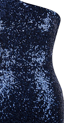 Angel-fashions - Vestido largo de fiesta de graduación de lentejuelas asimétricas con lazo degradado para mujer - Multi - Small