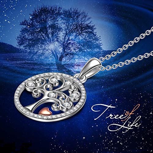 ANGEL NINA Collares de Plata para Mujer Árbol de la Vida Collares para Mujer Árbol de la Vida Colgante Collar de Mujer Joyas Regalo para Ella Joyas Regalos para Mujeres