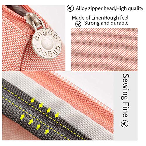 Angker - Estuche de lona de colores para guardar bolígrafos, bolígrafos, papelería, bolsa de papelería, soporte para oficina, colegio, estudiantes, mujeres, adolescentes, regalo de Navidad, color rosa