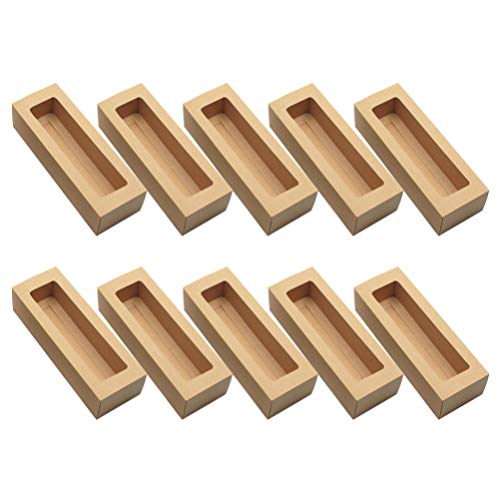 Angoily Cajas de Macarrón 10 Piezas Cajas de Panadería de Papel Kraft con Ventana de Visualización Transparente Contenedores de Regalo para Rosquilla Mini Pastel Galletas de Chocolate
