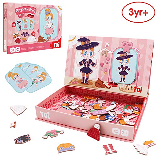 ANIKI TOYS Libro de Actividades de Rompecabezas magnético para niños de 3-7 años Juego Educativo Jigsaw Toy - Niña