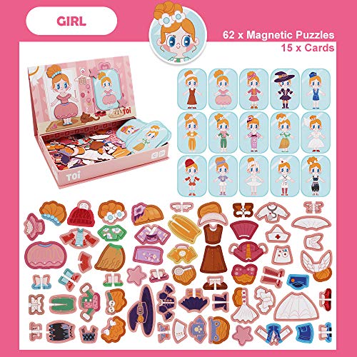 ANIKI TOYS Libro de Actividades de Rompecabezas magnético para niños de 3-7 años Juego Educativo Jigsaw Toy - Niña